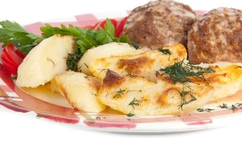 Meatballs with potatoes Stock Photos