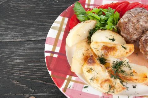 Meatballs with potatoes Foto stock