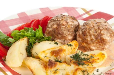 Meatballs with potatoes Stock Photos