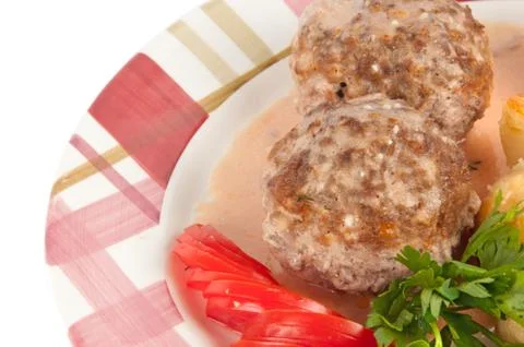 Meatballs with potatoes Stock Photos