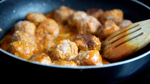 Meatballs ready for typical Spanish tapas Stock Footage 111949531