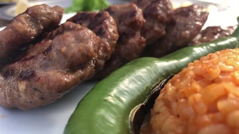 Meatballs with rice. Stock Footage 288711605