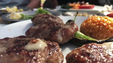 Meatballs with rice. Stock Footage 288711812