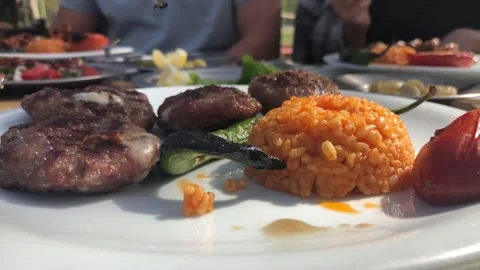 Meatballs with rice. Stock Footage 288712432