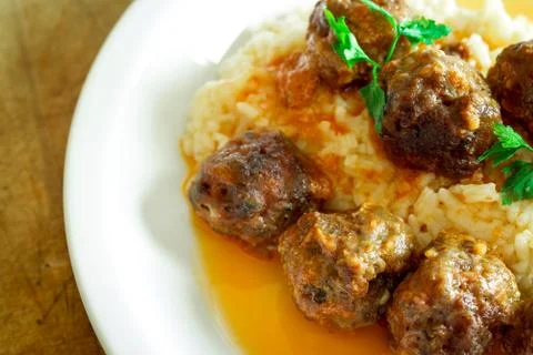 Meatballs with rice Stock Photos