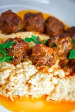 Meatballs with rice Stock Photos