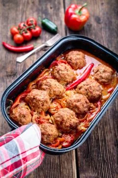 Meatballs with sauce Stock Photos