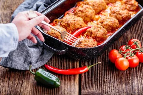 Meatballs with sauce Stock Photos