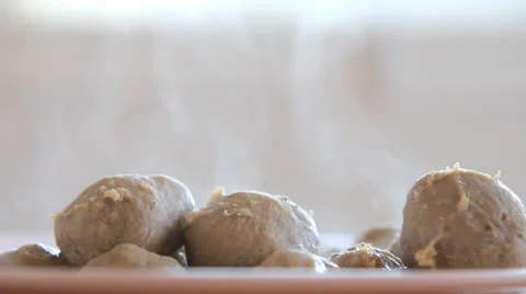 Meatballs with smoke. Stock Footage 25233381