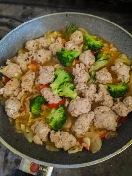 Meatballs with Vegetables Dish 写真素材