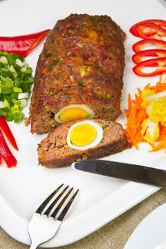 Meatloaf with egg. Stock Photos