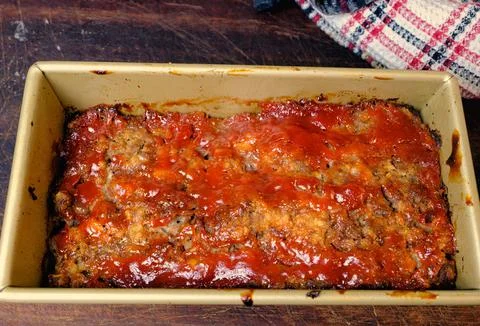 Meatloaf in pan Stock Photos