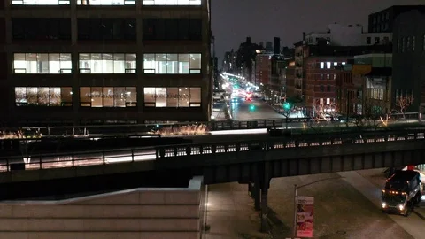 Meatpacking District and High Line Streets at Night in Manhattan Stock-Footage 126745626