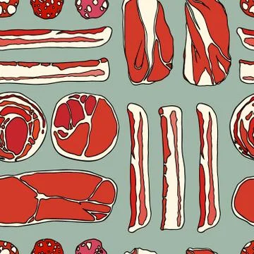 Meats seamless pattern Stock Illustration