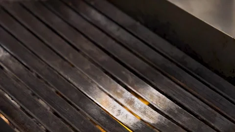 Meat,steak on grill and burning fire.preparing beef in restaurant, Stock-Footage 276852953