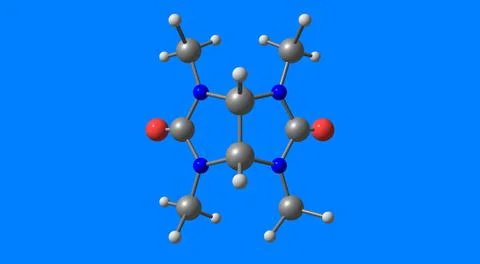 Mebicar molecular structure isolated on blue Stock Illustration