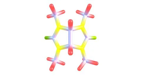 Mebicar molecular structure isolated on white Stock Illustration