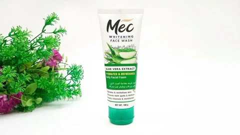 MEC Aloe Vera Extract Face Wash on white background. Skincare product Stock Footage 292078785
