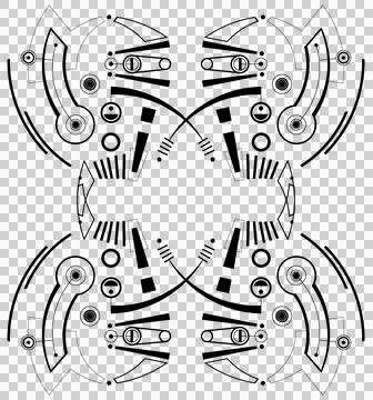 Mec Skull Pattern B Black Stock Illustration