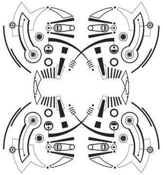 Mec Skull Pattern B Black Stock Illustration