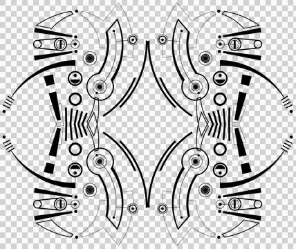 Mec Skull Pattern A Black Stock Illustration