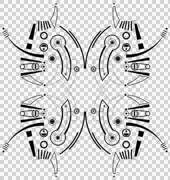 Mec Skull Pattern C Black Stock Illustration