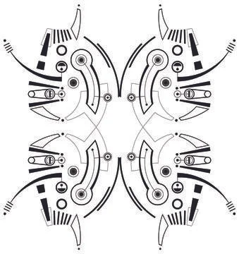 Mec Skull Pattern C Black Stock Illustration