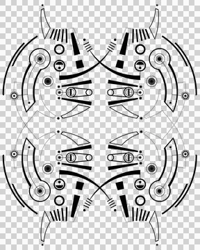 Mec Skull Pattern D Black Illustrazione stock