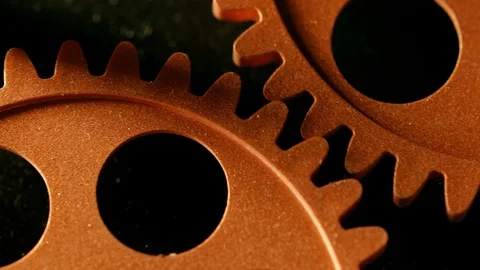 Mecahanical wheels rolling: progress,idea,innovation- macro Stock Footage 85659454