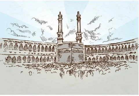 Mecca background drawing Stockillustratie