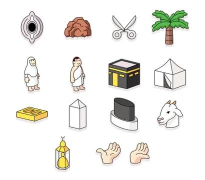 Mecca Pilgrimage Theme Soft Graphic Collection Stock Illustration