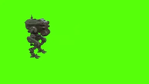 Mech Biped Robot Dodge Backward Green Screen Animation 4k Rendering Video stock 263690300