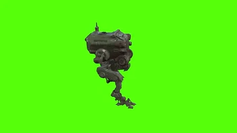 Mech Biped Robot Dodge Backward Green Screen Animation 4k Rendering Stock-Footage 263690308