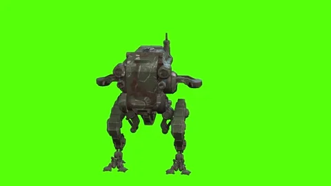 Mech Biped Robot Dodge Forward Green Screen Animation 4k Rendering Video stock 263690287