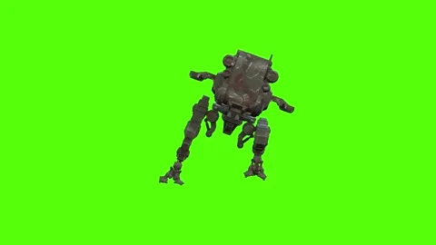 Mech Biped Robot Dodge Left Green Screen Animation 4k Rendering Stockbeeldmateriaal 263690289