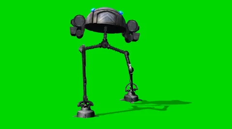 Mech war robot walk - seperated on green screen Video stock 33783784
