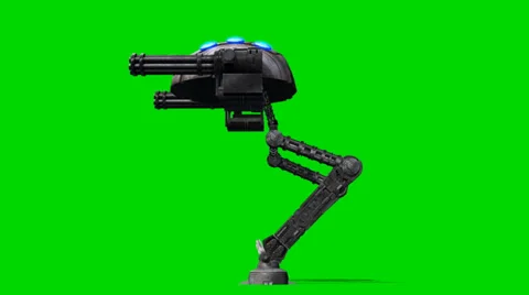 Mech war robot walk - seperated on green screen Vidéo 33784838