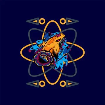 Mecha carp with sacred geometric shapes, suitable for the design of tshirts,  Stock Illustration