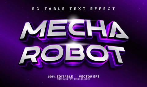 Mecha robot 3d vector text effect with modern style design Stock Illustration