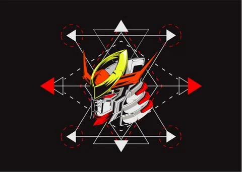 Mecha Robot Head. Sacred Geometry. Vector Illustration. Illustration
