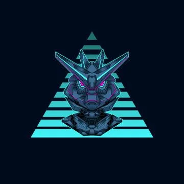 Mecha with sacred geometry background vector graphic design illustration Stock Illustration