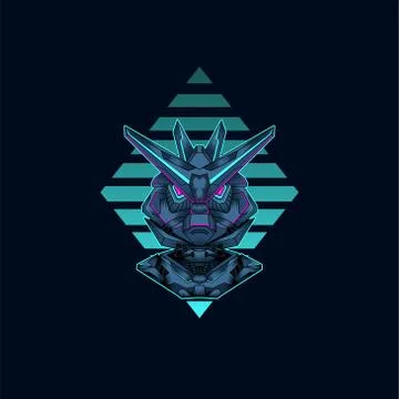 Mecha with sacred geometry background vector graphic design illustration Stock Illustration