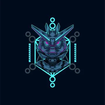 Mecha with sacred geometry background vector graphic design illustration Stock Illustration