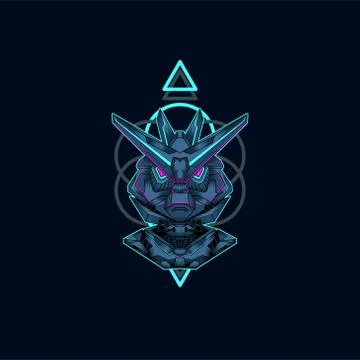 Mecha with sacred geometry background vector graphic design illustration Stock Illustration