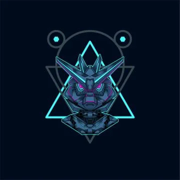 Mecha with sacred geometry background vector graphic design illustration Illustrazione stock