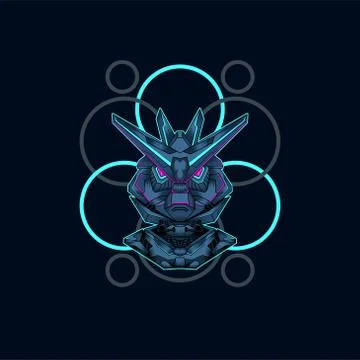 Mecha with sacred geometry background vector graphic design illustration 스톡 일러스트