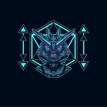 Mecha with sacred geometry background vector graphic design illustration Stock Illustration