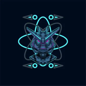 Mecha with sacred geometry background vector graphic design illustration Stock Illustration