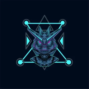 Mecha with sacred geometry background vector graphic design illustration Stock Illustration