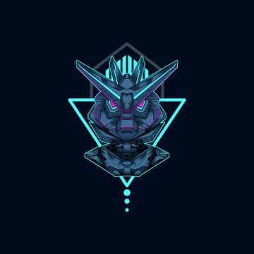 Mecha with sacred geometry background vector graphic design illustration Stock Illustration